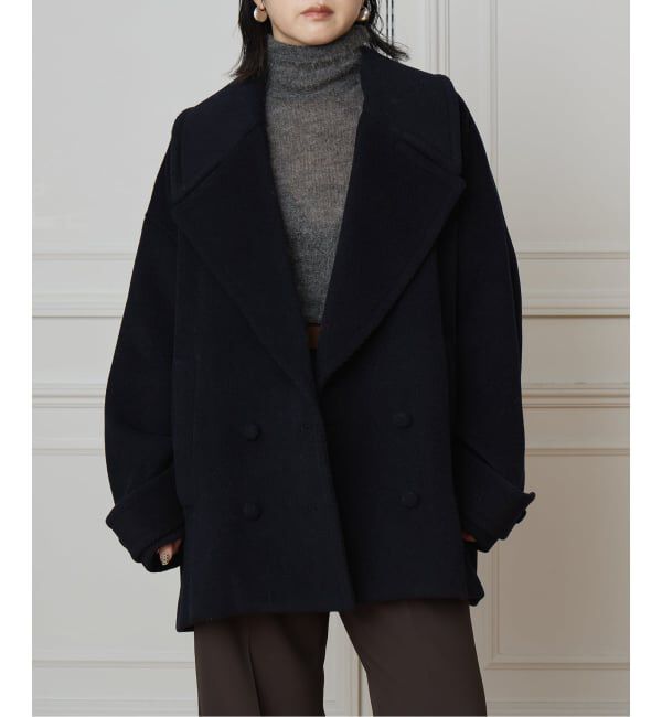 IENA LA BOUCLE「IENA LA BOUCLE パイルウールヘリンボンPコート」|ピーコート|