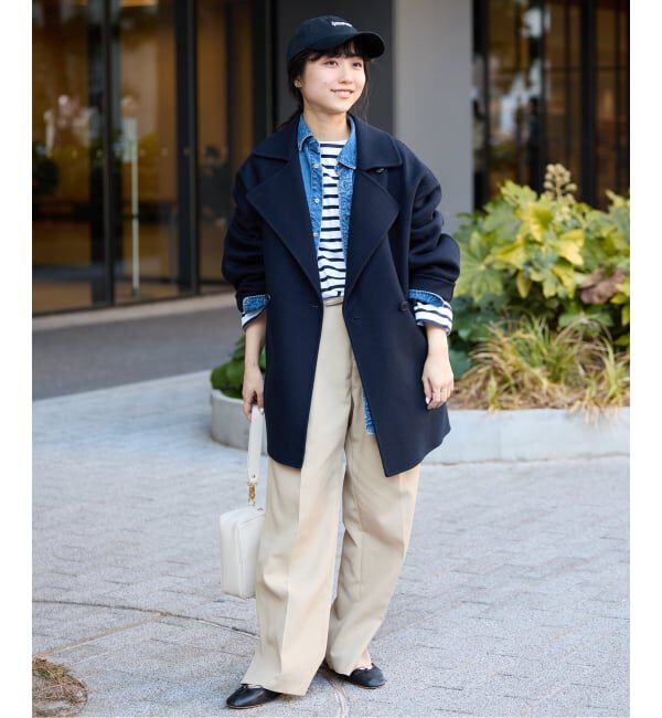 SLOBE IENA「《追加》souple wool ダブルフェイスミドルコート」|ピーコート|