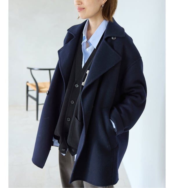 SLOBE IENA「《追加》souple wool ダブルフェイスミドルコート」|ピーコート|