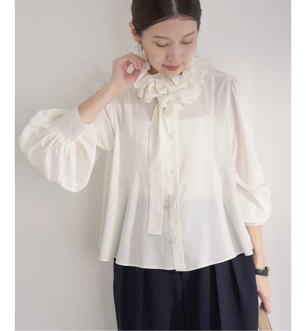 IENA「&NAVY シアーボウタイブラウス」|シャツ・ブラウス|