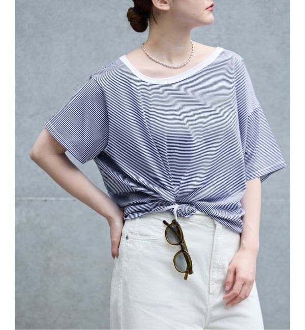 IENA「《予約》FOLKIN' VIOLETTE ROOM ASYMMETRY TEE Tシャツ FVR24407」|Tシャツ・カットソー|