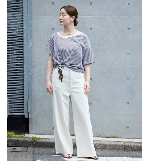 IENA「《予約》FOLKIN' VIOLETTE ROOM ASYMMETRY TEE Tシャツ FVR24407」|Tシャツ・カットソー|