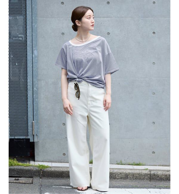 IENA「《予約》FOLKIN' VIOLETTE ROOM ASYMMETRY TEE Tシャツ FVR24407」|Tシャツ・カットソー|