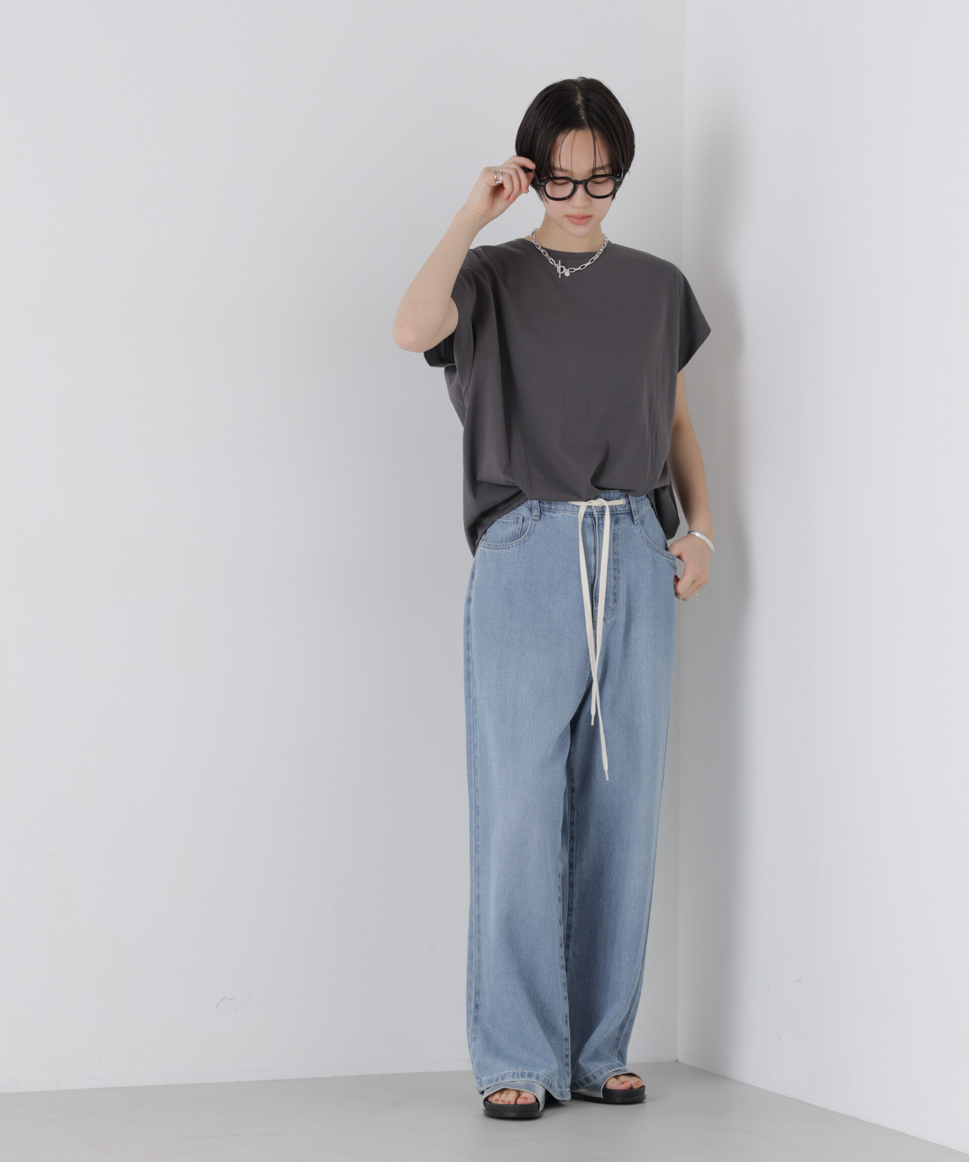 nano･universe「接触冷感コットンプレーティング天竺タックコクーントップス」|Tシャツ・カットソー|