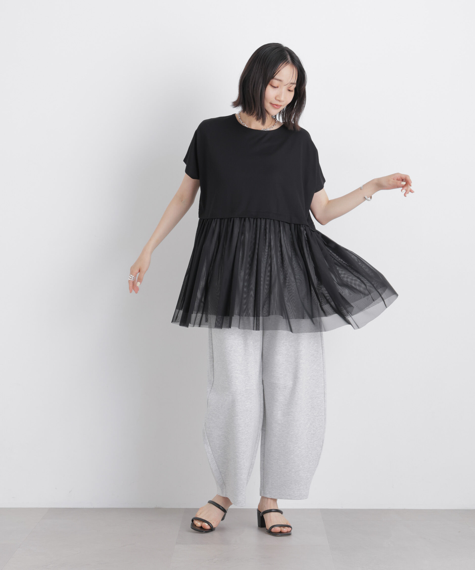 nano･universe「チュールドッキングカットトップス」|Tシャツ・カットソー|