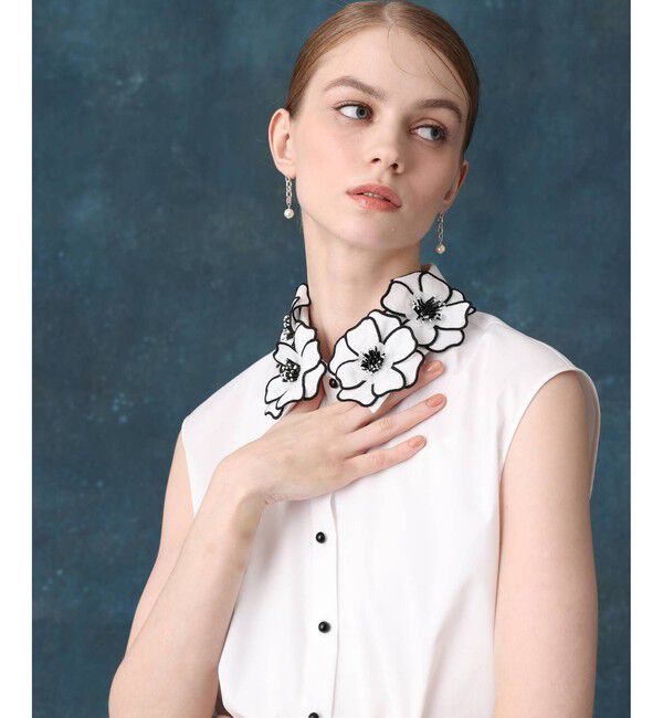 LOULOU WILLOUGHBY「【LOULOU WILLOUGHBY】コサージュ衿シャツ」|シャツ・ブラウス|