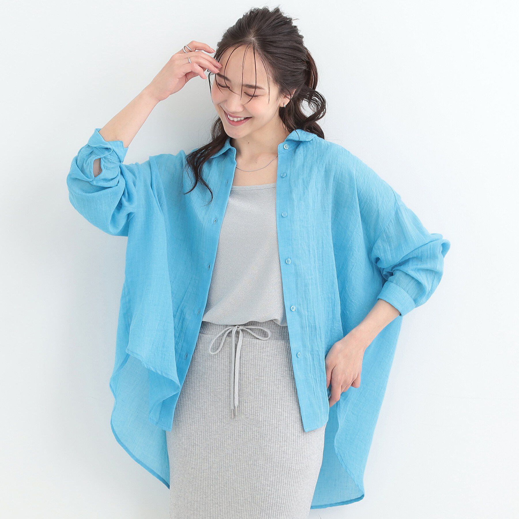 SHOO･LA･RUE「【体型カバー】こなれ感たっぷり やわらかゆるっとシアーシャツ」|シャツ・ブラウス|