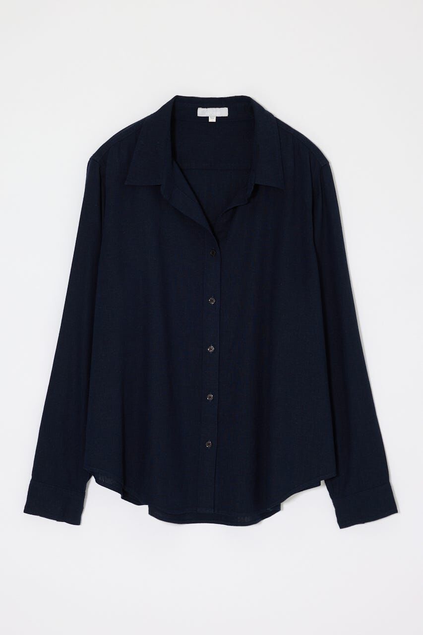 MOUSSY「LINEN BLEND BASIC シャツ」|シャツ・ブラウス|NVY