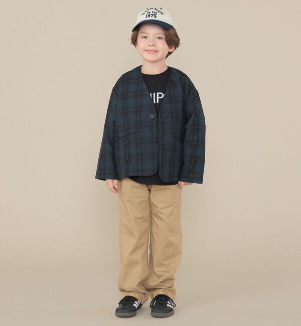 SHIPS KIDS「SHIPS KIDS:100～130cm /セレモニー チェック ノーカラー ジャケット」|ノーカラージャケット|