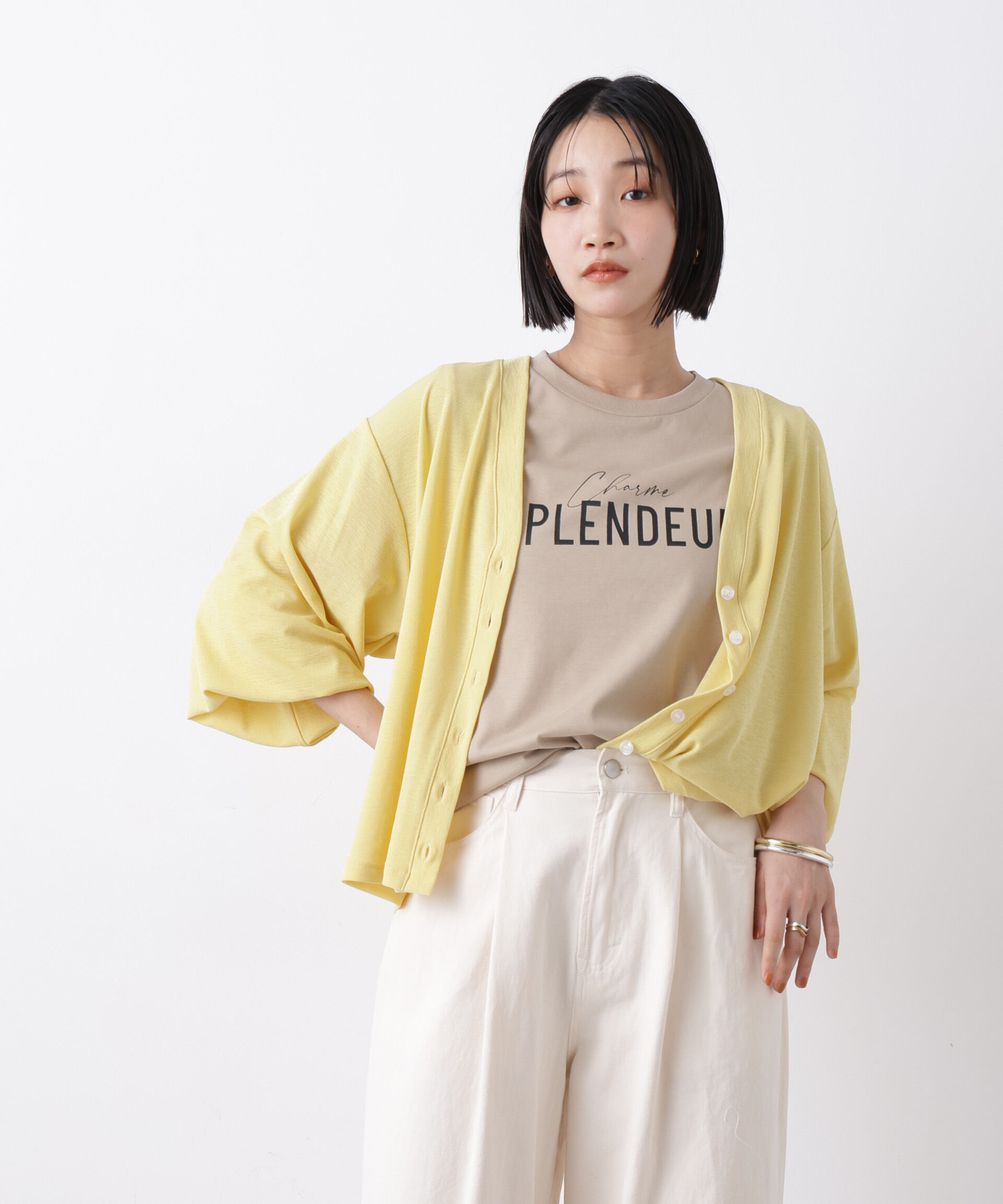 nano･universe「シアーカットVネックカーディガン」|Tシャツ・カットソー|