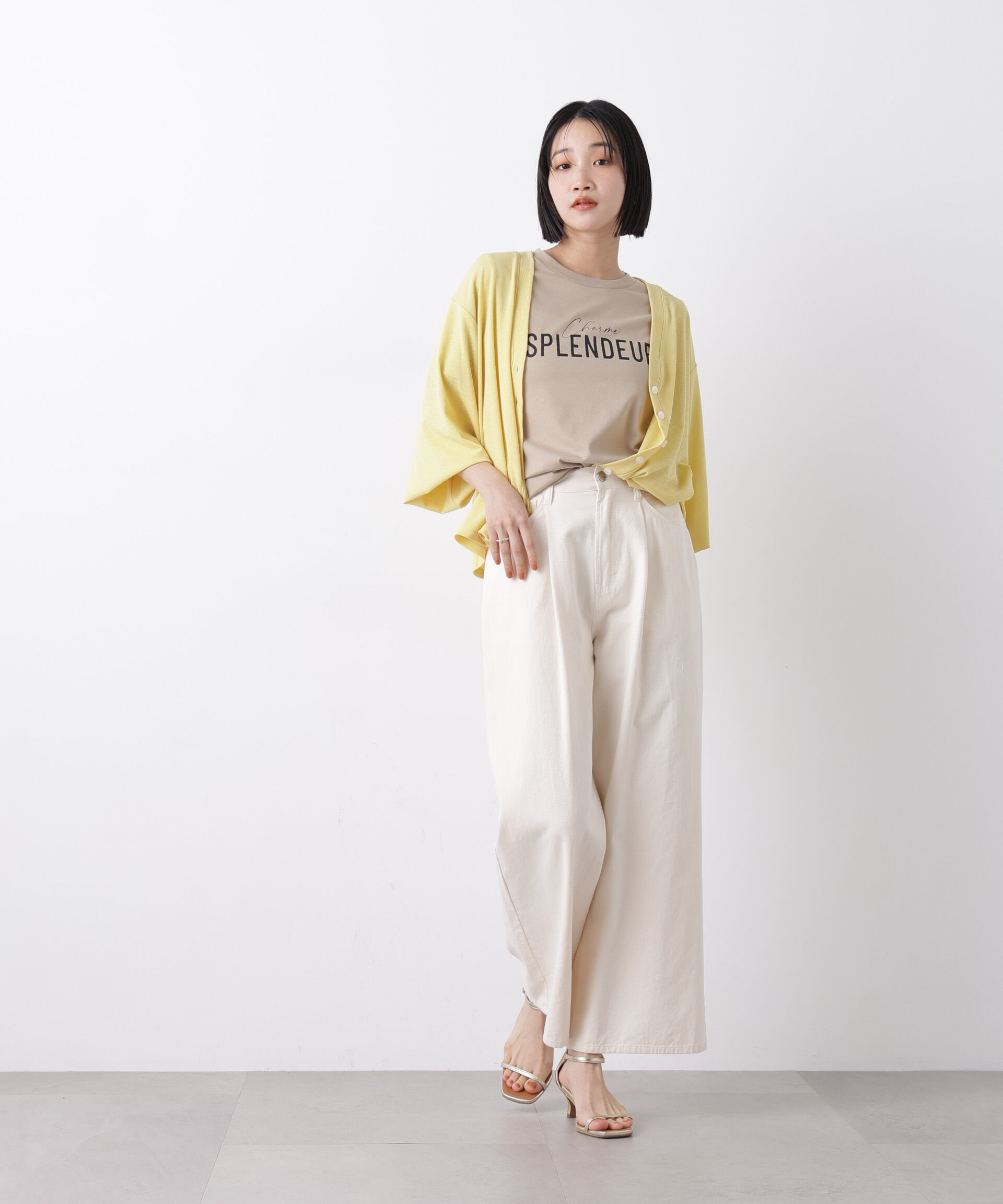 nano･universe「シアーカットVネックカーディガン」|Tシャツ・カットソー|