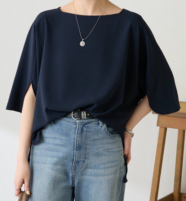  「《体型カバーに◎》ジャージスクエアブラウス」|シャツ・ブラウス|
