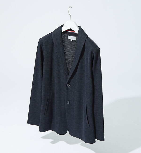 ABAHOUSE「【セットアップ対応】バーズアイ ショールカラー ジャケット」|カーディガン|ネイビー
