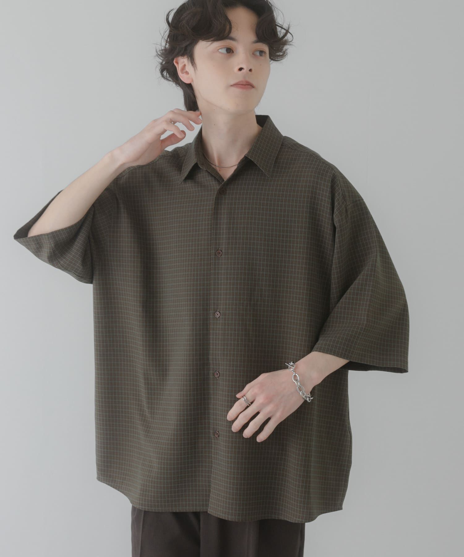 SENSE OF PLACE by URBAN RESEARCH「マイクロチェックエクストラルーズショートスリーブシャツ」|シャツ・ブラウス|