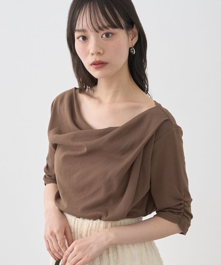 earth music&ecology「ドレープデザインカットソー」|Tシャツ・カットソー|Brown