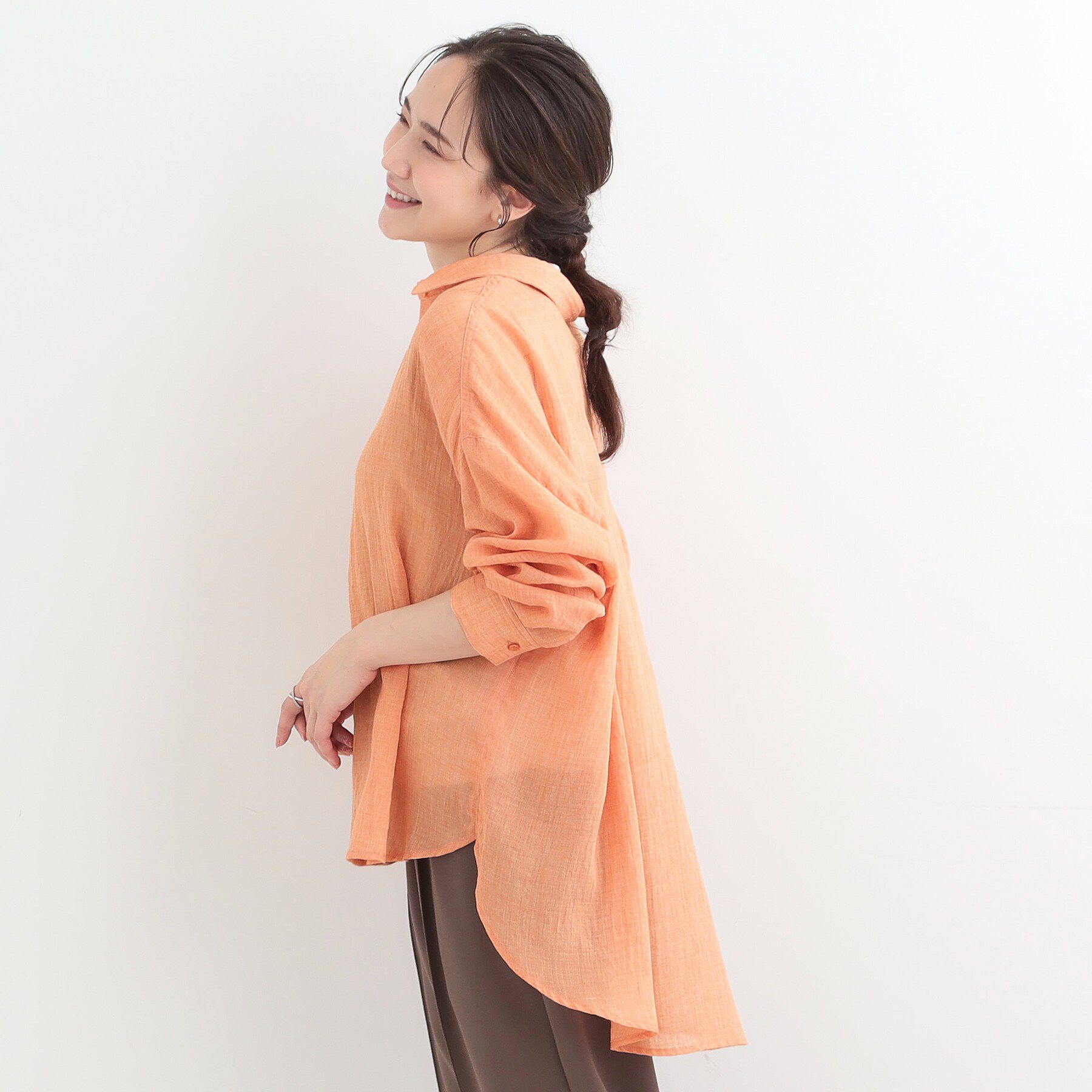 SHOO･LA･RUE「【体型カバー】こなれ感たっぷり やわらかゆるっとシアーシャツ」|シャツ・ブラウス|