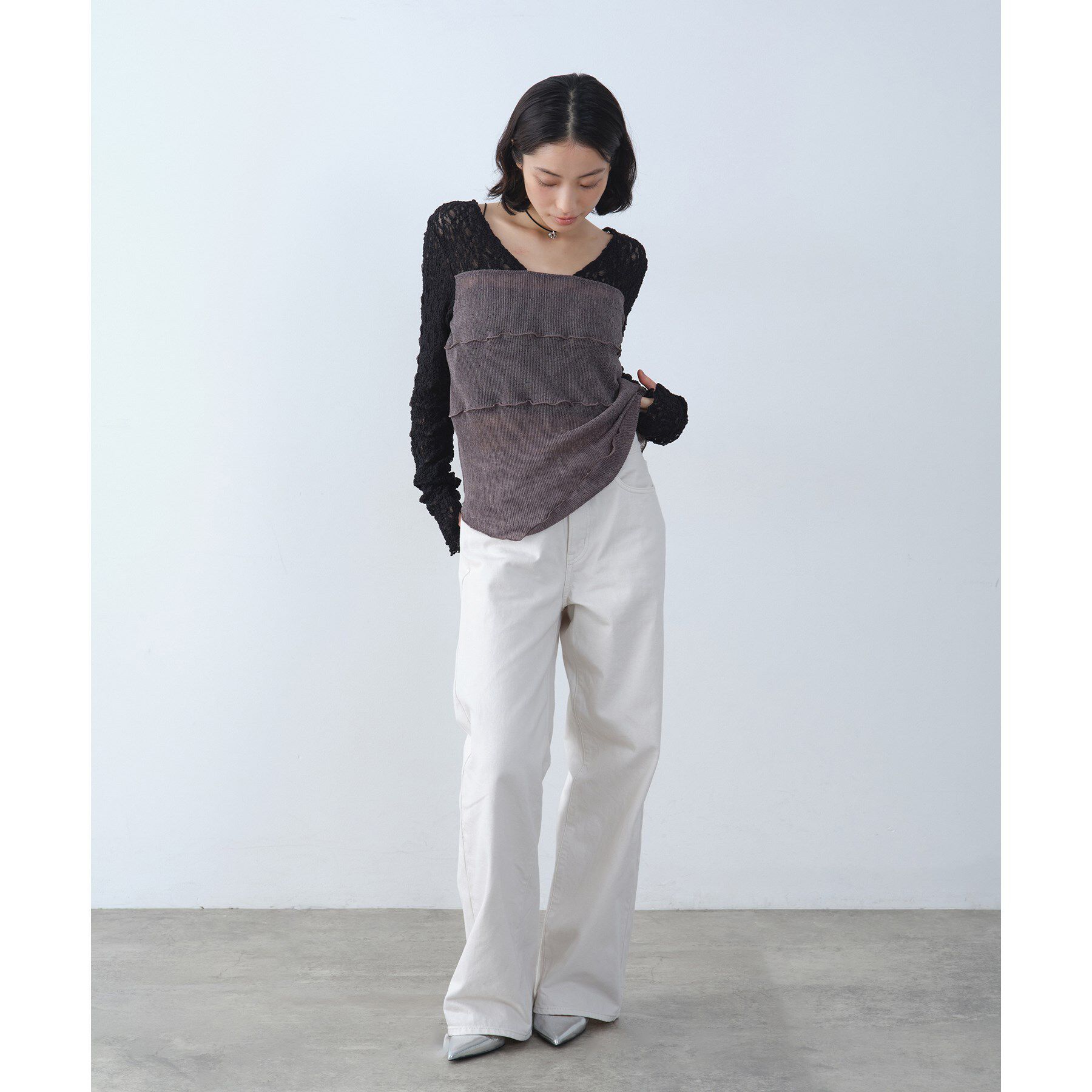 CODE A「【Re】sensual lace sheer top」|Tシャツ・カットソー|
