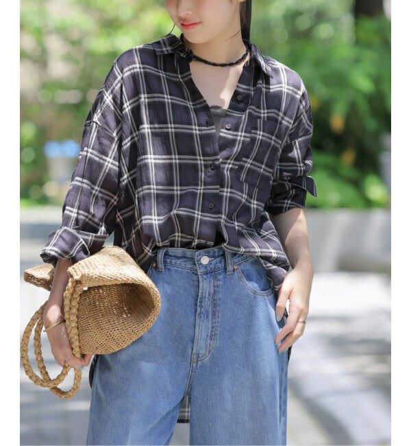 JOURNAL STANDARD relume「《予約》コットンチェックワッシャーシャツ」|シャツ・ブラウス|ネイビー