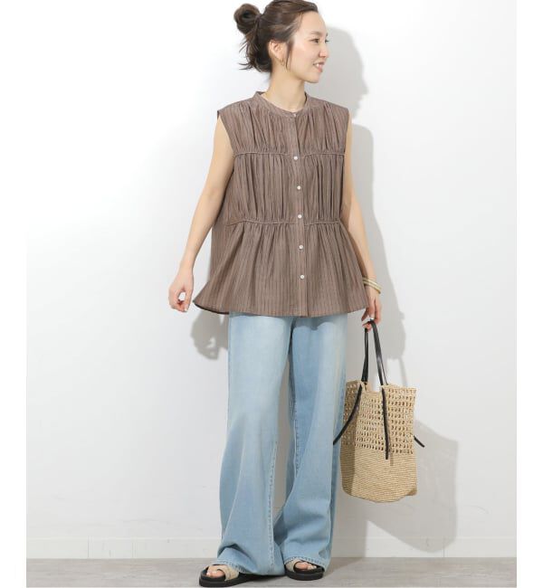 JOURNAL STANDARD relume「《予約》ストライプギャザーブラウス」|シャツ・ブラウス|