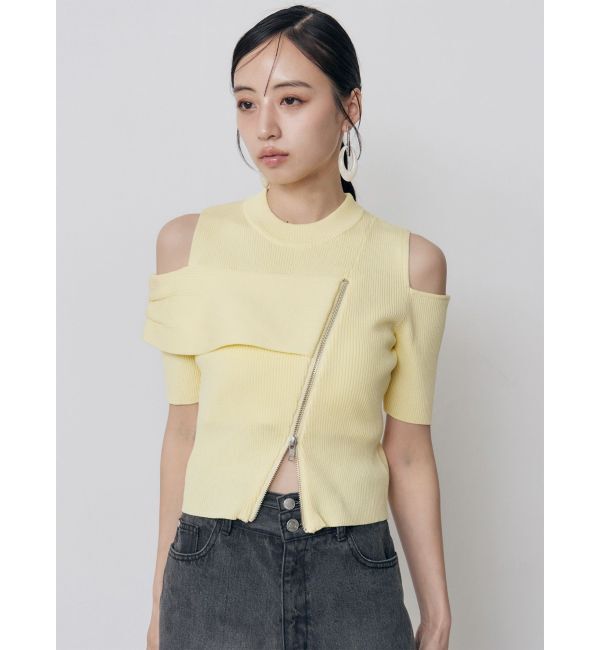 MURUA「ショルダーカットZIPハーフニット」|ニット・セーター|