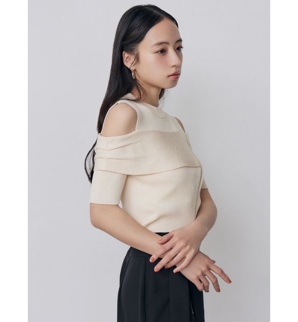 MURUA「ショルダーカットZIPハーフニット」|ニット・セーター|
