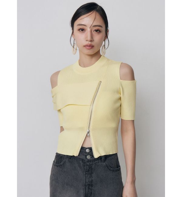 MURUA「ショルダーカットZIPハーフニット」|ニット・セーター|