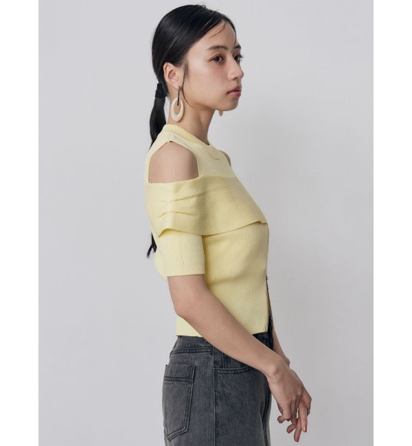 MURUA「ショルダーカットZIPハーフニット」|ニット・セーター|