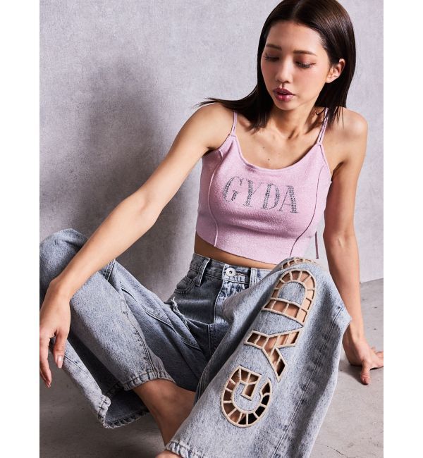 GYDA「ハイウエストGYDA CUT OUT SIDE RIPPEDデニムパンツ」|デニム|