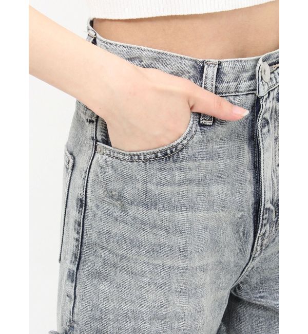 GYDA「ハイウエストGYDA CUT OUT SIDE RIPPEDデニムパンツ」|デニム|
