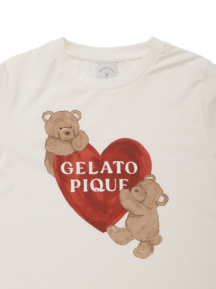 GELATO PIQUE KIDS & BABY「【JUNIOR】 【接触冷感】BEAR HEATワンポイントTシャツ&ボーダーショートパンツセット」|ルームウェア|