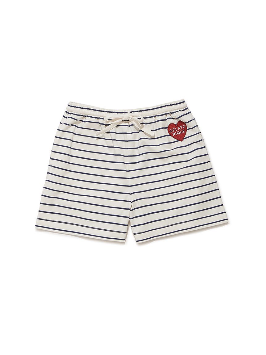 GELATO PIQUE KIDS & BABY「【JUNIOR】 【接触冷感】BEAR HEATワンポイントTシャツ&ボーダーショートパンツセット」|ルームウェア|