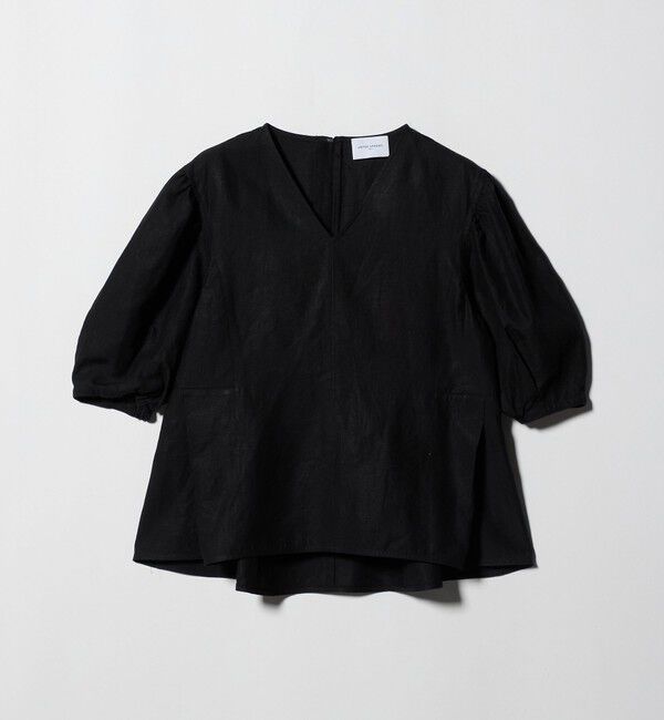 UNITED ARROWS「リネン フレア パフスリー ブブラウス ‐ウォッシャブル‐」|シャツ・ブラウス|BLACK
