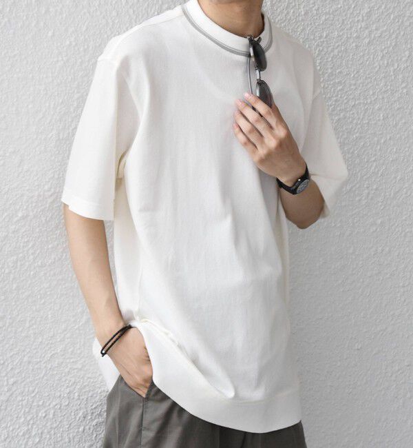 SHIPS any「SHIPS any:〈洗濯機可能〉エアロ スケープ メッシュ 鹿の子 リブ Tシャツ◆」|Tシャツ・カットソー|ホワイト