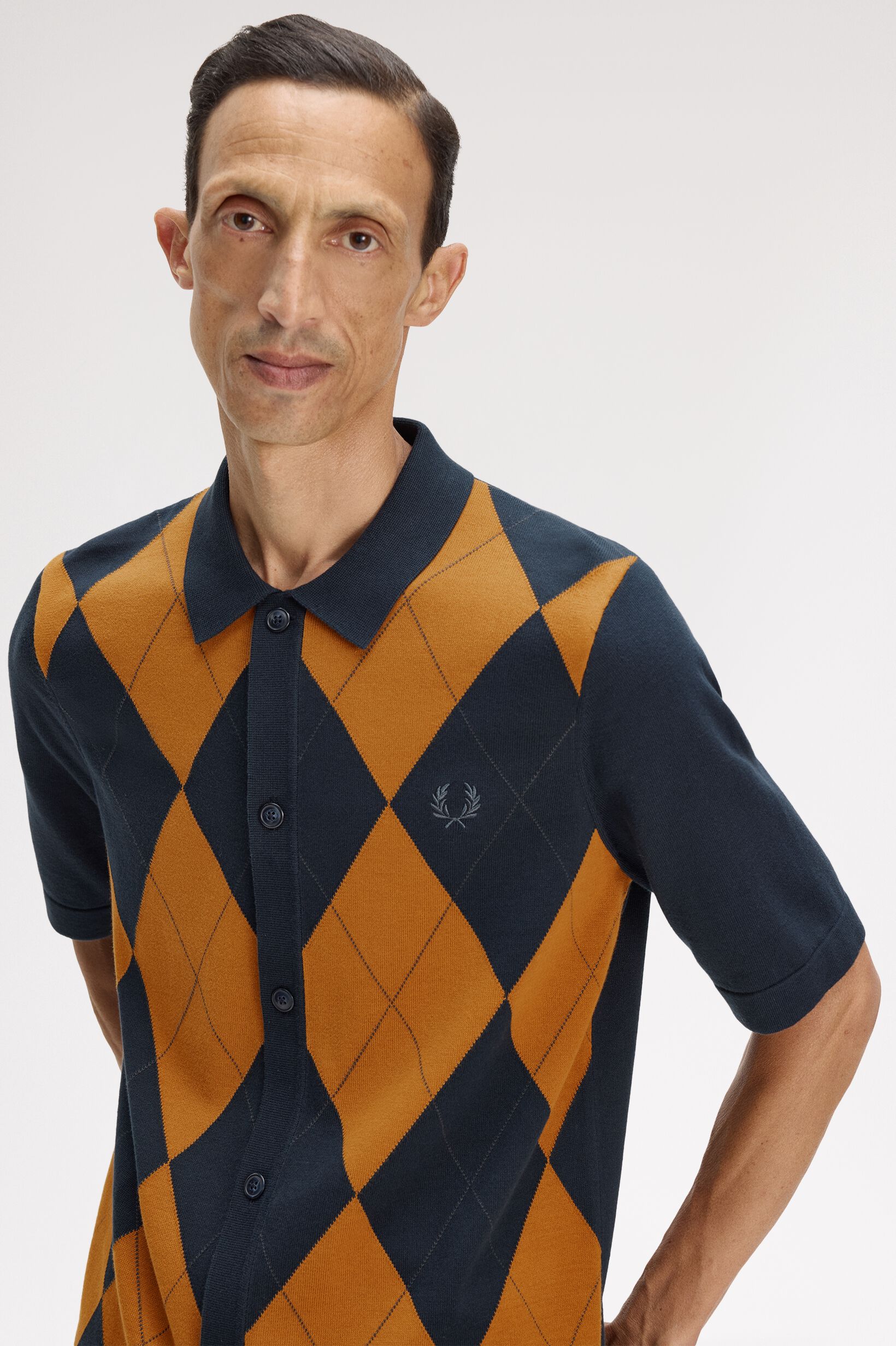 FRED PERRY 「Argyle Button Through Knitted Shirt アーガイルニットポロシャツ」|ポロシャツ|