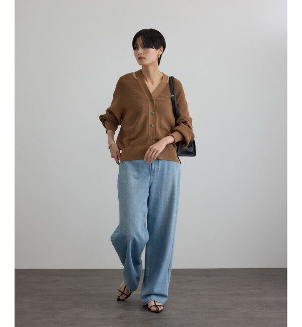 SALON adam et rope'「【WEB限定】コットンシルクネックスリットVネックカーディガン」|カーディガン|