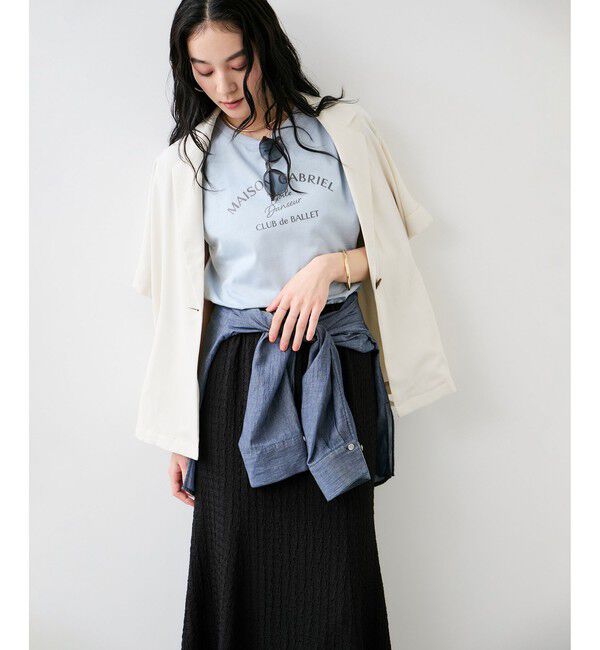 VIS「フォト＆ロゴプリントフレンチスリーブTシャツ/接触冷感」|Tシャツ・カットソー|