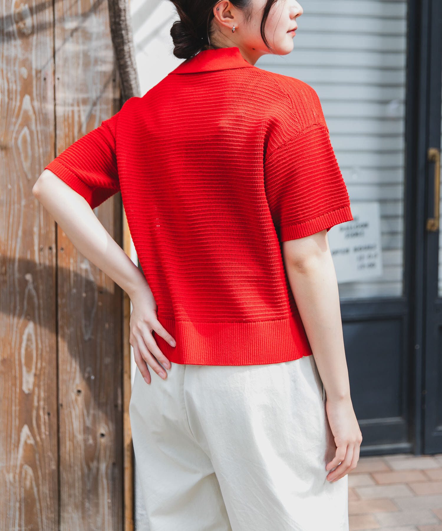 URBAN RESEARCH DOORS「FORK&SPOON　透かし編みニットポロ」|ポロシャツ|