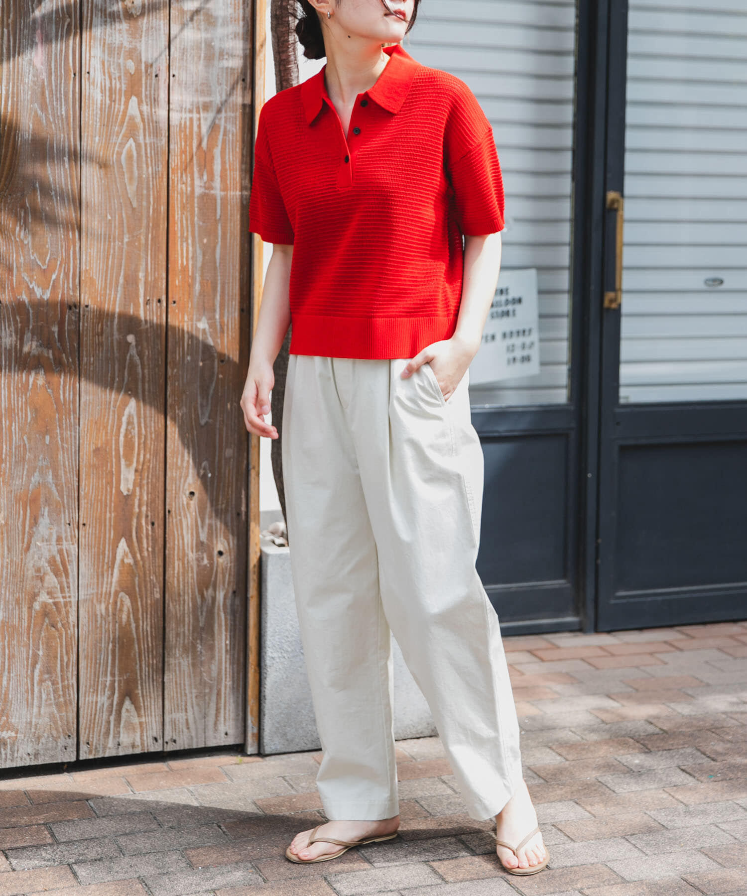URBAN RESEARCH DOORS「FORK&SPOON　透かし編みニットポロ」|ポロシャツ|