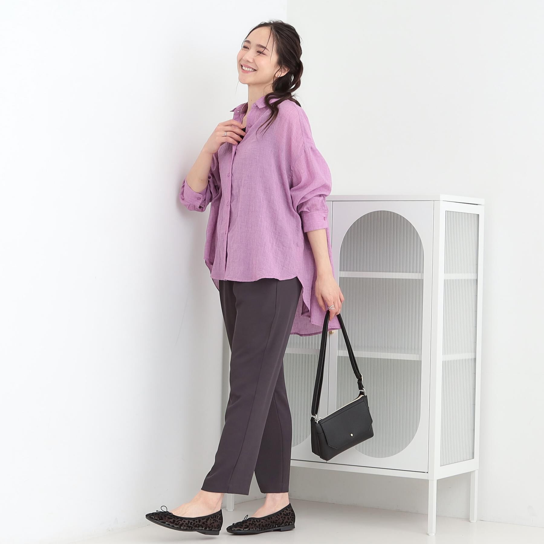 SHOO･LA･RUE「【体型カバー】ふんわり質感 やわらかこなれシアーシャツ」|シャツ・ブラウス|