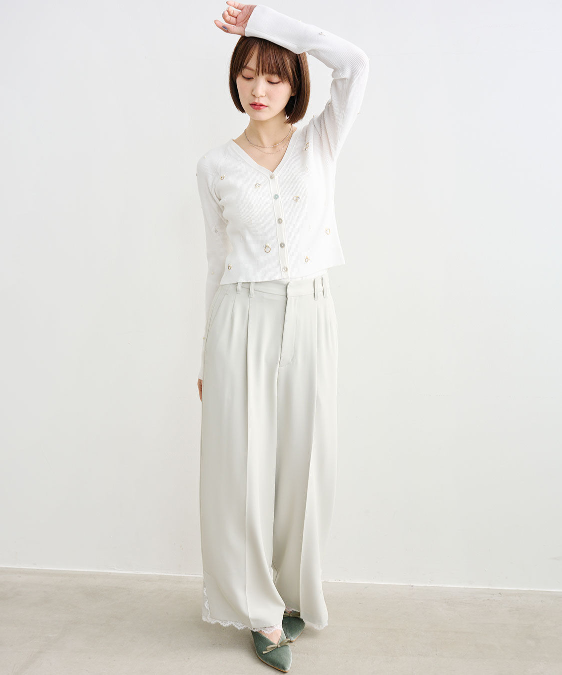 COCO DEAL「ヘムレースストレートパンツ」|スラックス|
