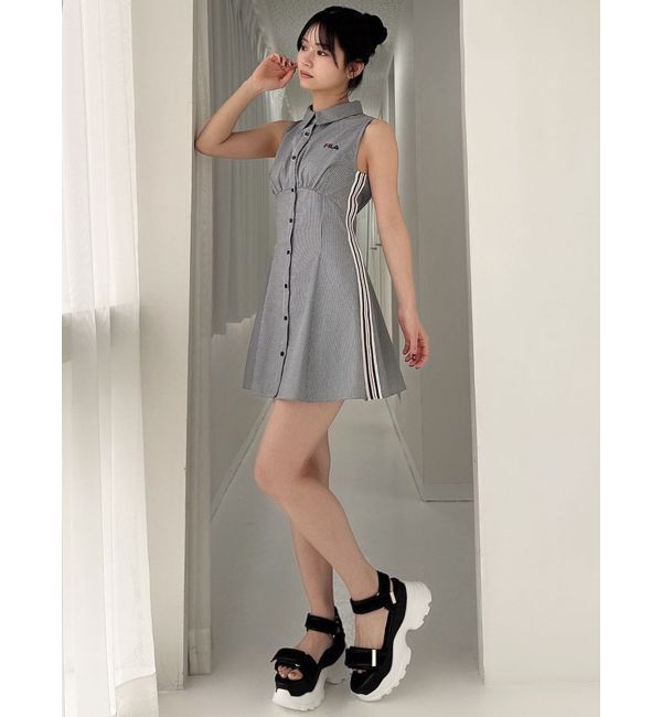 RESEXXY「【FILA】サイドラインシャツワンピース」|ワンピース|