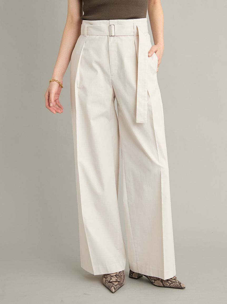 Mila Owen「【MILA PANTS】【UVカット】マルチファンクションセミワイドタックパンツ」|チノ|
