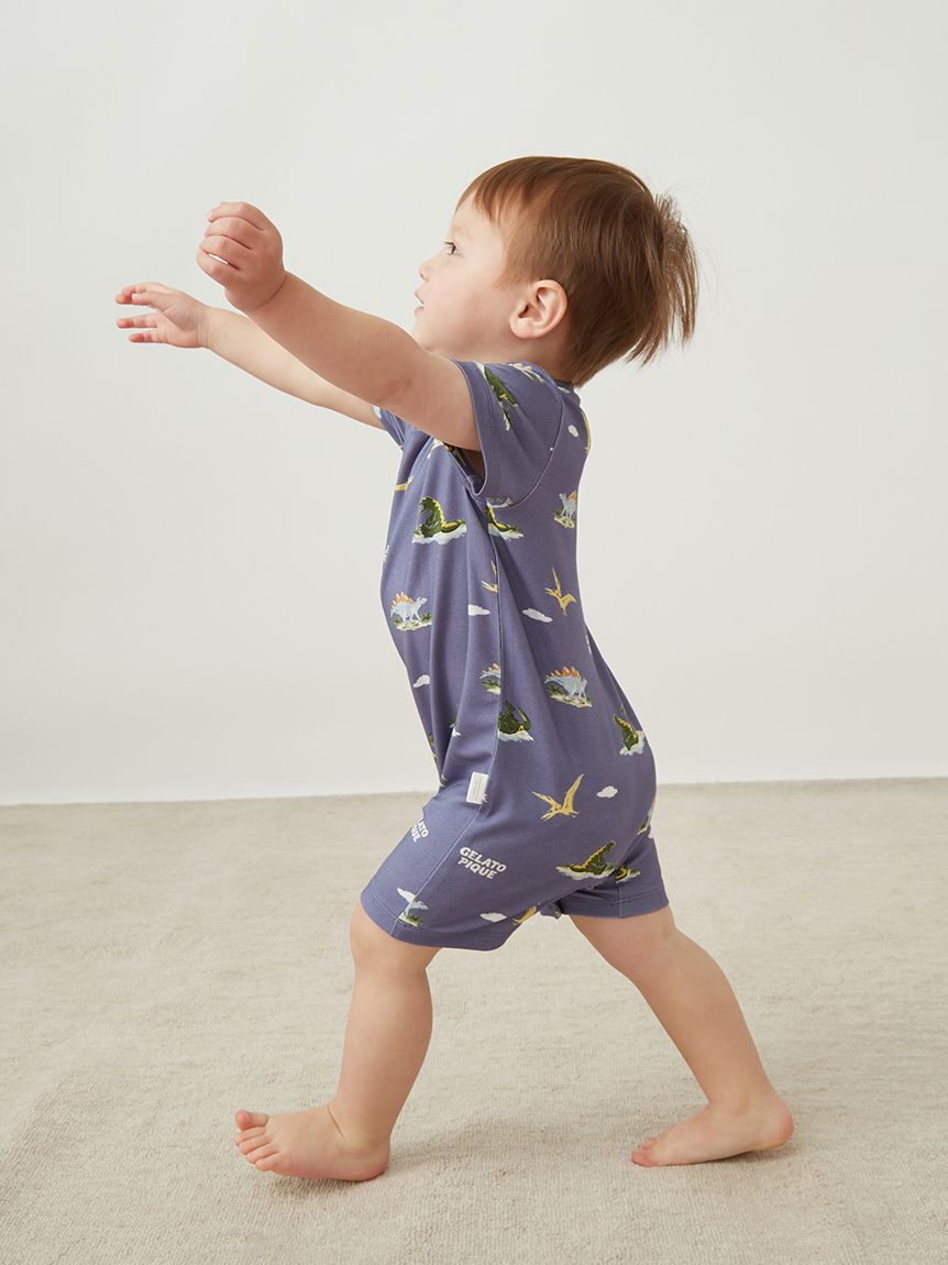 GELATO PIQUE KIDS & BABY「【BABY】【接触冷感】スリーピングダイナソー柄ロンパース」|ロンパース|