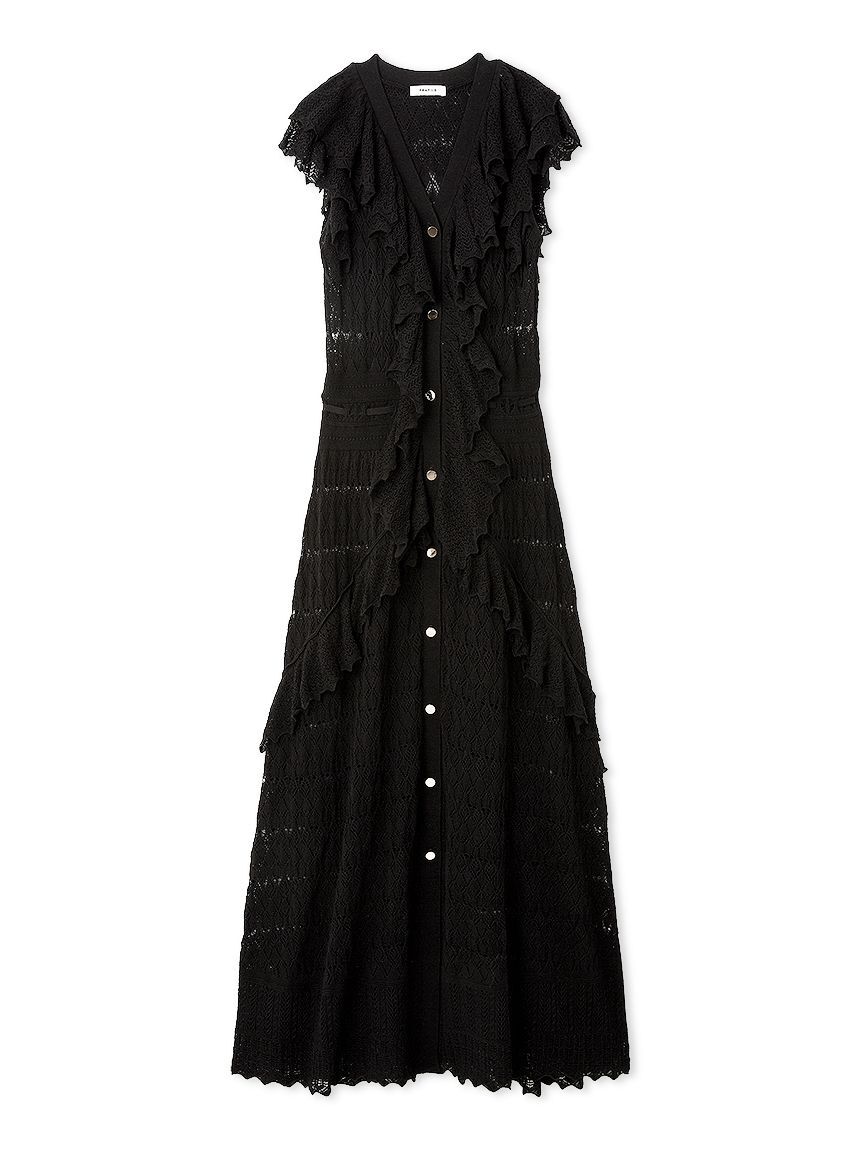 FRAY I.D「ラッフルレースニットワンピース」|ワンピース|BLK