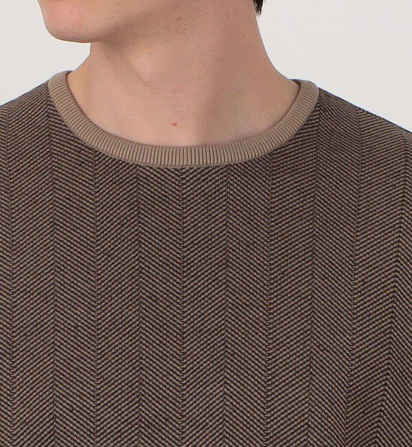 TOMORROWLAND MENS「TOMORROWLAND tricot ヘリンボーン柄 コットンハーフスリーブ ニット」|ニット・セーター|