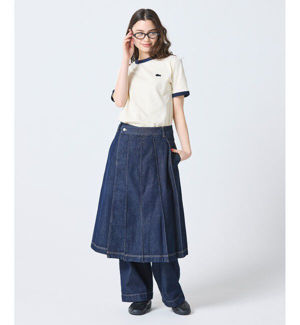 LACOSTE「【オンライン限定】LACOSTE ワンポイントロゴ リンガーTシャツ」|Tシャツ・カットソー|