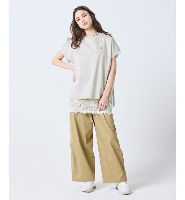 LACOSTE「【オンライン限定】LACOSTE オーバーサイズ フレンチスリーブ サイドスリット クルーネックTシャツ」|Tシャツ・カットソー|