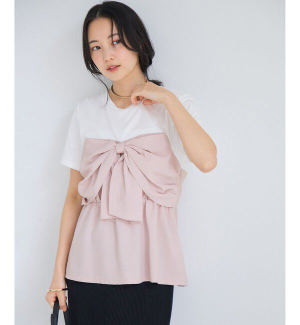 VIS「美easyリネンライクリボンビスチェトップス/イージーケア・接触冷感・セットアップ対応」|Tシャツ・カットソー|