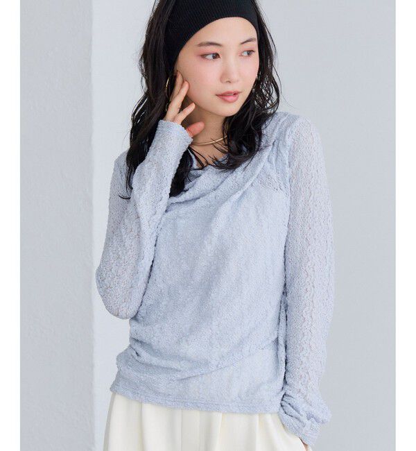 VIS「【WEB限定】レース長袖ドレープカットソー」|Tシャツ・カットソー|サックス(48)