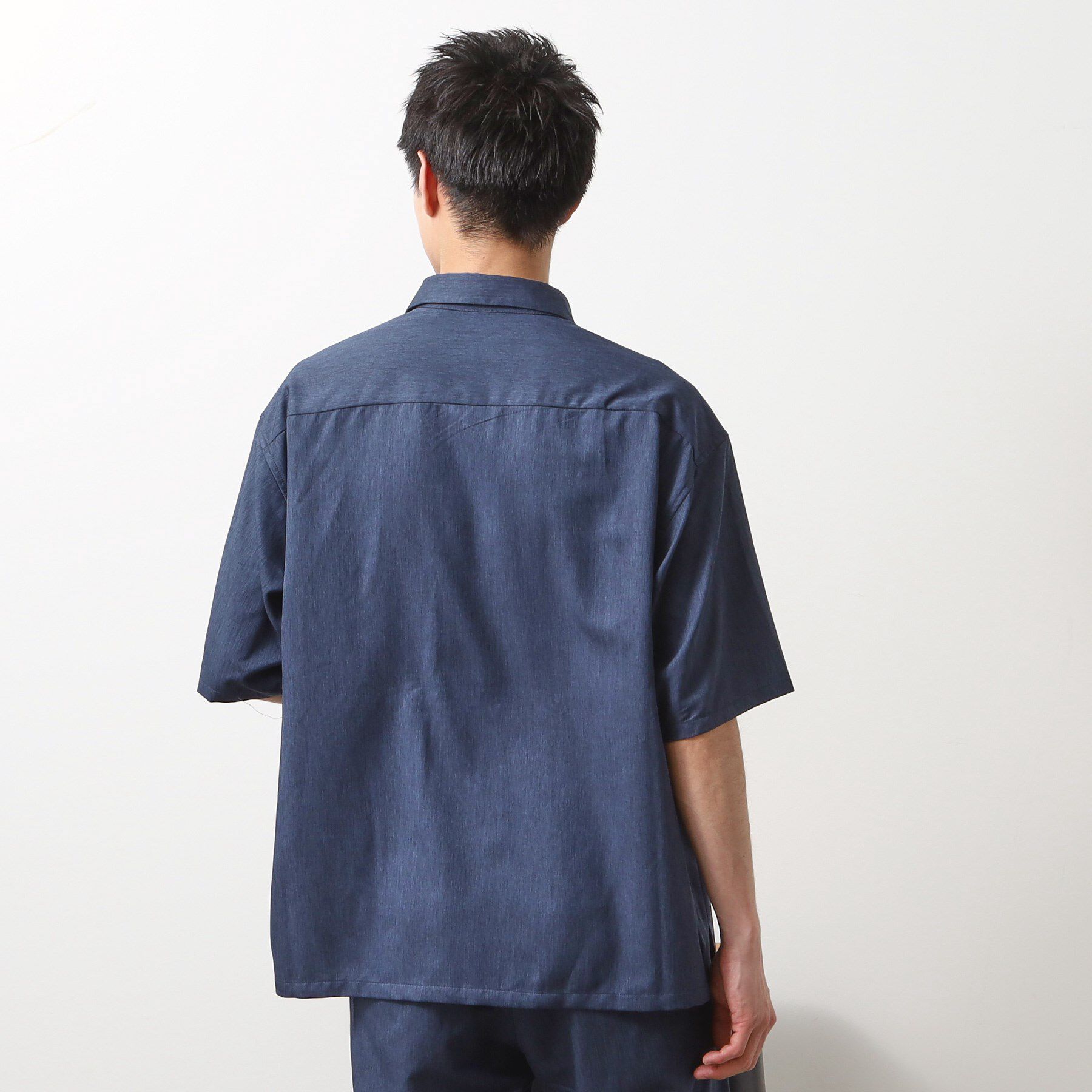 THE SHOP TK「クールファイバー ダブルフラップ半袖シャツ　接触冷感／吸水速乾／UVケア／軽量／セットアップ可」|シャツ・ブラウス|